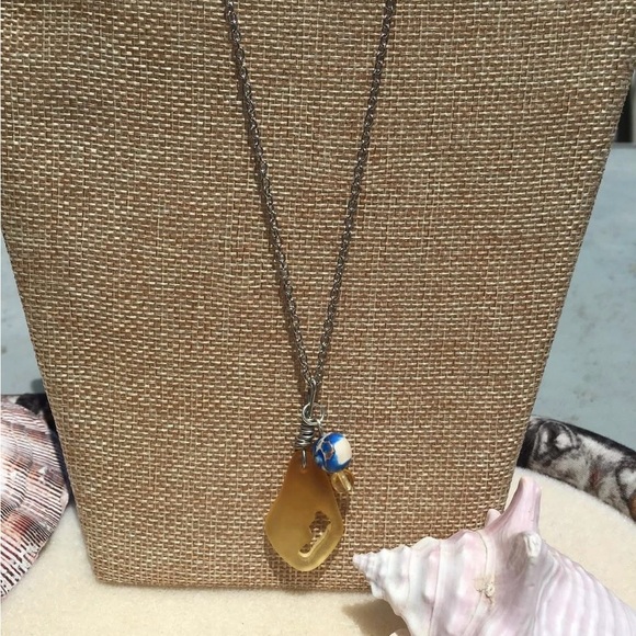 Handmade footprint sea glass necklace - Picture 2 of 4